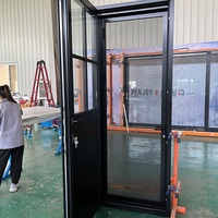 Pintu Ayun Aluminium Thermal Break dengan Jendela Kasa untuk Teras Eksterior Ukuran Kustom