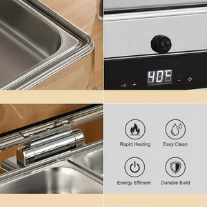 高級電気ガラス製保温鍋 工場直販 多用途 金属製 新デザイン スマートビュッフェセット ガラス蓋付き - Product Image 5