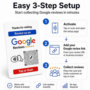 Autocollant adhésif Google Review Card NFC et code QR pour évaluer les entreprises, idéal pour comptoir, fenêtre, porte, boutique, hôtel, café - Product Image 4