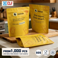 Pedido al por mayor, MOQ 1000 unidades, Bolsa vertical amarilla brillante con cierre de cremallera de grado alimenticio para catering, pan, ensalada y almacenamiento de alimentos