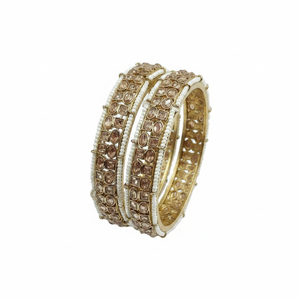 Elegant Handcrafted Gold Plated Fashion Jewelry <b>Set</b> Crystal Stone and Pearls <b>Bangles</b> for Women Designer Collection for Weddings - Product Image 2