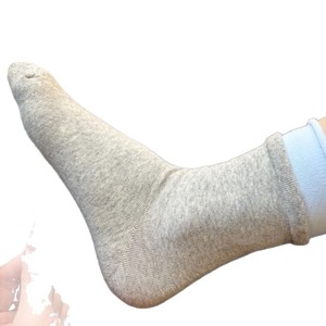 Crew <b>Socks</b> Women Gray Blue Color Blocking Breathable Sweat Absorbing Mid Calf <b>Sock</b> With Bear Label Design - Product Image 4