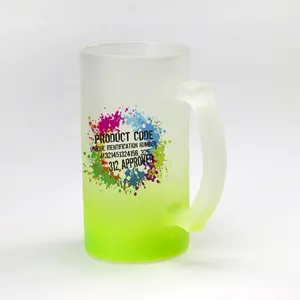 print your design colored frosted glass steins sublimation color print beer mug logo