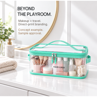 Sac de rangement transparent en PVC avec fermeture éclair, étanche, pour maquillage, articles de toilette, cosmétiques, jouets et autres petits objets