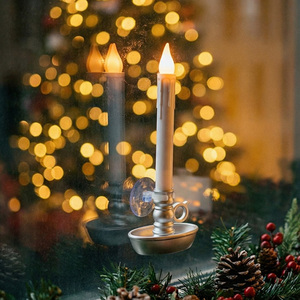 Bougies <span class=keywords><strong>LED</strong></span> coniques sans flamme en plastique blanc, à piles, pour fenêtre, pour Noël et les fêtes - Product Image 2