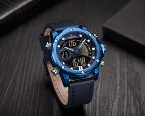 Reloj <span class=keywords><strong>Naviforce</strong></span> <span class=keywords><strong>9172</strong></span> para hombres, reloj de pulsera de cuarzo de cuero, reloj Digital LCD para hombres, relojes deportivos, reloj Masculino - Product Image 4