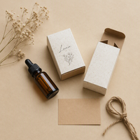 Kit d'emballage en papier grainé artisanal pour huiles essentielles en petites séries, faible MOQ, boîte cadeau pour huiles essentielles en petites séries