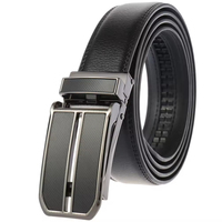 Ceinture en cuir à boucle automatique en alliage brossé sans trous, ceinture à cliquet pour homme, idéale pour tenues professionnelles, formelles ou décontractées, noir et marron