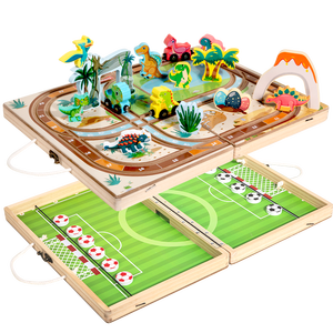 ชุดเกมกระดานไม้ Youlebei แบบพกพา 2-in-1 เล่นได้สองด้าน เกมปาลูกส่งเร็วและเกมรถไฟ  เกมกระดานไม้เสริมพัฒนาการสำหรับเด็ก เหมาะสำหรับการเดินทาง - Product Image 4