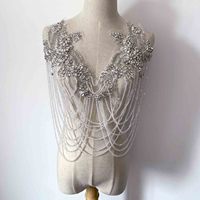 Rhinestone Motif Bunga Bentuk Pipih untuk Gaun Pengantin & Rok Ketat - Aplikasi Jahit