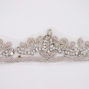 Sang Trọng 100% Handmade Thêu Ren <span class=keywords><strong>Trim</strong></span> Bạc Bling Đính Cườm Lưới Với Thạch Tùy Chỉnh Màu Sắc Kuqi Thương Hiệu Cho Quần Áo - Product Image 3