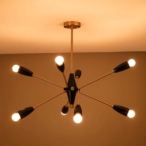 Lustre suspendu LED en fer de style industriel nordique moderne et épuré, design artistique, éclairage décoratif pour salon, taille moyenne - Product Image 4