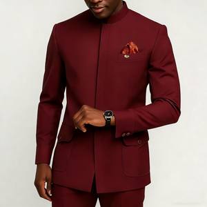 Completo Elegante da Uomo Blu Navy, Giacca e Pantaloni, Set Completo Monopetto con Risvolto, Abbigliamento Maschile di Lusso - Product Image 3