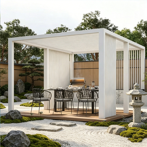 Pergola intelligente en aluminium à induction par capteur, gazebo à lames orientables électriques avec détection météo pour ombrage extérieur - Product Image 1