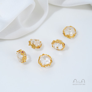 Bracelet, collier et accessoire DIY avec une forte rétention de couleur en or sable incrusté de perles de cristal blanc naturel, Bucket Be - Product Image 4