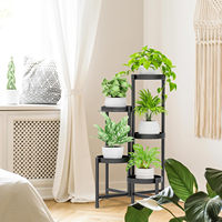 Support pliable à fleurs pour plantes en métal à 5 niveaux pour patio, balcon et intérieur