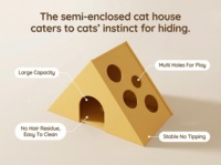 Lit de jeu pour chat en bois ENF imperméable - Maison pour chat pliable, design solide et amusant