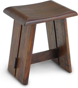 Taburete de Ducha de Madera de Teca, Banco de Baño Ergonómico con Asiento Curvo, Diseño Compacto y Estable, Capacidad de 350 Libras, Ideal para Ducha y Spa - Product Image 1