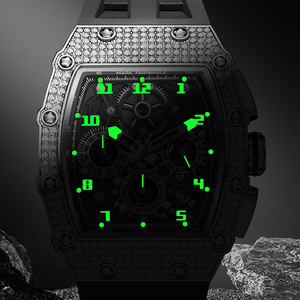 Men Quartz Chronograph Watch 43MM Alloy <b>Rubber</b> Strap Multifunction Waterproof Luminous <b>Plastic</b> Coated Glass Bezel Simple - Product Image 4
