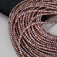 Collier de perles d'eau douce sans noyau, couleur bonbon, 3-4 mm, presque rondes, haute brillance, pour la fabrication de bijoux (DIY) - Vente en gros