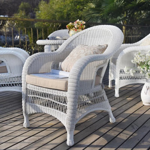 Outdoor <b>Table</b> and Chair White Waterproof Sunscreen Rattan Chair Rocking Chair Combination Leisure Terrace Outdoor Garden - Product Image 3