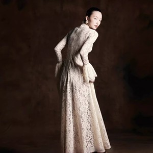 Wholesale Stand Collar <strong>Romantic</strong> Elegant Lace Flared Long Sleeve Formal Gown Evening <strong>Dress</strong> Long <strong>Dresses</strong> for Women - Product Image 3