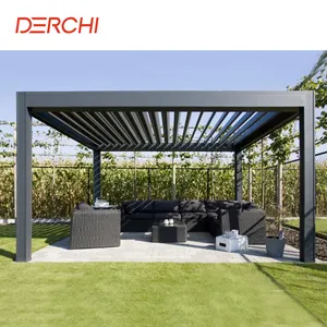 Customized waterproof garden gazebo pergolas bioclimatic roof louver outdoor aluminum bioclimatic pergola
