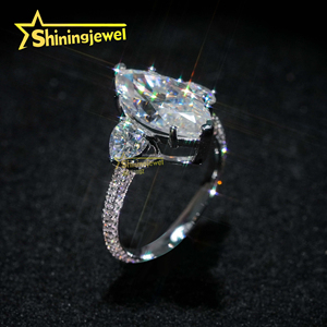 Certificación 5cts Enorme piedra principal Marquise Cut Moissanite 925 Anillos de diamantes para mujeres Pass <span class=keywords><strong>Diamond</strong></span> Tester Anillo de compromiso - Product Image 6
