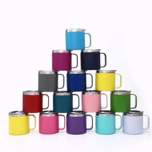 Tasses à café classiques en acier inoxydable de 14 oz, gobelets de voyage minimalistes avec poignée et couvercle, isolation thermique de 6 à 12 heures, écologiques - Product Image 2