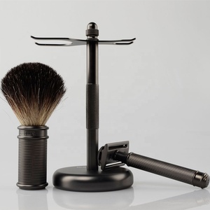 <span class=keywords><strong>Rasoir</strong></span> de sécurité classique, 1 pièces, ensemble de rasage noir avec badge noir - Product Image 4