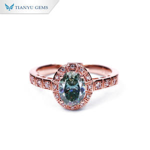 Anillo de plata S925 con moissanita azul verdosa Tianyu en oro blanco y oro rosa, estilo romántico para regalo de vacaciones y cumpleaños - Product Image 3