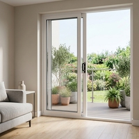 Puerta Corredera Blanca de UPVC, Doble Acristalamiento, Aislada, para Patio o Entrada