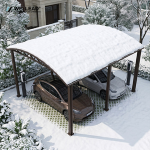 Cochera de aluminio resistente al viento con estructura de alta resistencia y cubierta de lámina de PC anti-UV duradera para jardín y entrada de vehículos. - Product Image 5