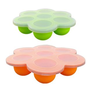 Wholesale Custom Logo Eco-friendly Food Grade Silicone Ice Cube Mold Collapsible Freezer Tray 7 Holes Quick Frozen Easy Release - Product Image 5