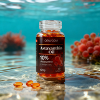 Gélules d'huile d'astaxanthine d'algues naturelles, complément antioxydant, vente en gros, fabrication OEM personnalisée, fabricant de compléments en vrac sous marque privée