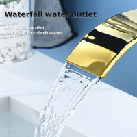 Robinet de lavabo monotrou doré, mitigeur eau chaude et froide pour meuble de salle de bain, évier blanc sur comptoir, en laiton