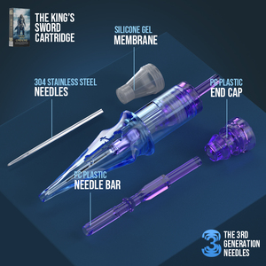 เข็มสักลายแบบตลับ รุ่นดาบแห่งกษัตริย์ แบบใช้แล้วทิ้ง ผ่านการฆ่าเชื้อ บรรจุ 20 ชิ้น/กล่อง สำหรับงานศิลปะบนร่างกาย - Product Image 5