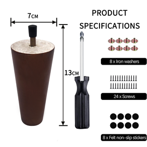 Pieds de meubles en bois marron, pieds de remplacement en bois avec boulons filetés de 5/16'' pour canapé, fauteuil, armoire - Product Image 2