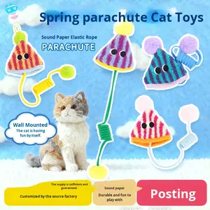 Balançoire en peluche écologique pour <span class=keywords><strong>chat</strong></span>, balançoire à porte suspendue, boule de fourrure, corde élastique, baguette avec papier froissé - Product Image 2