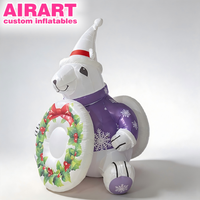 Ours polaire gonflable de Noël avec couronne, personnalisable en couleur et taille, fournitures de fêtes de Noël, ours de dessin animé