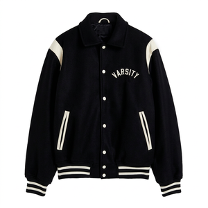 Streetwear Custom Patchwork Letterman Logo Zipper Varsity Jackets <b>Top</b> Loose Spring Baseball Jacket Leather Coat for Men's - Product Image 1