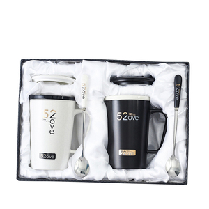 Tazza da caffè in ceramica all'ingrosso, confezione regalo di san valentino di lusso per matrimonio Souvenir tazza per amanti creativi set di tazze per mangiatore in ceramica semplice/ - Product Image 1