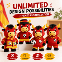 2028 Peluche Taureau Espagnol de Football Européen Personnalisée, Vente en Gros OEM ODM, Jouet en Peluche, Mascotte de Football, Cadeau pour Fan