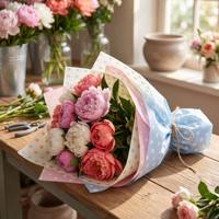 Papier d'emballage pour bouquet de fleurs en papier Ouya à pois imperméable, fournitures d'emballage pour fleuristes coréens
