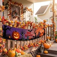 Bannières d'Halloween personnalisées en gros, portables, pliables, écologiques, en polyester 100D de qualité supérieure, impression numérique, drapeaux d'extérieur, directement de l'usine