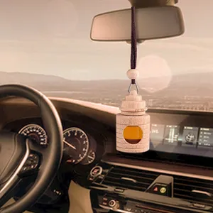 Hängende Flasche Lufter frischer Auto Parfüm Beseitigung von Gerüchen Glasflasche mit Holz Manufaktur Logo OEM 5ml