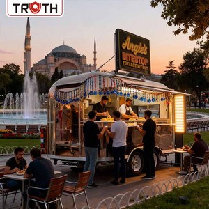 Food Truck de Luxe pour Hot-Dogs et Desserts avec Équipement de Cuisine Complet, Food Truck de Rue en Acier Inoxydable pour Barbecue, Remorque Alimentaire de Luxe pour Tacos - Product Image 1