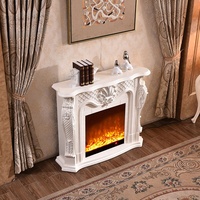 Cheminée électrique en bois massif pour intérieur avec télécommande, fausse flamme, insert de foyer électrique, manteau de cheminée