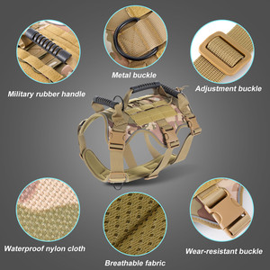 大型犬用ナイロンハーネス調整可能戦術ウォーキングペットベスト反射スタイル通気性衝突防止パッド付き小型XL - Product Image 3