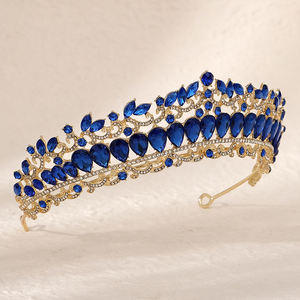 Accessoires de cheveux de mariée en cristal d'élégance rétro diamant étincelant rétro grande couronne de reconstitution historique diadèmes en <span class=keywords><strong>strass</strong></span> Para Noivas diadèmes - Product Image 2